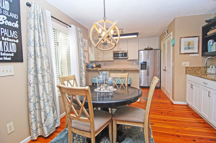 beach house kitchen and eating space