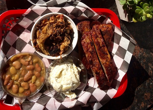 Plate of BBQ food on Seabrook