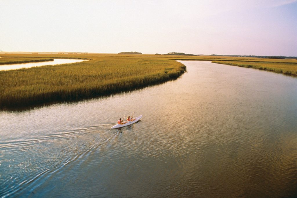 2 people kayaking on Seabrook Island