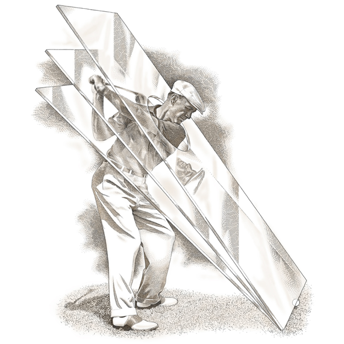 swinging golf club illustration 